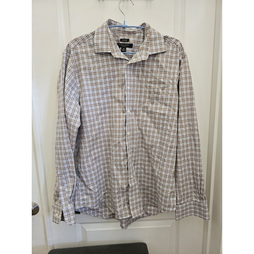 Pronto Uomo Men's Non-Iron Plaid Long Sleeve Button Down Shirt Size XL